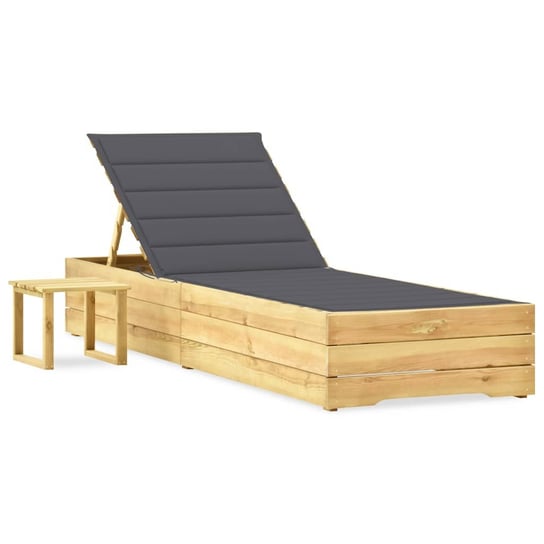 Drewniany leżak z poduszką i stolikiem - 198x68x(2 / AAALOE Inna marka