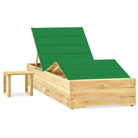 Drewniany leżak z poduszką i stolikiem - 198x90x(3 / AAALOE Inna marka
