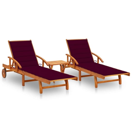 Drewniany leżak z poduszką i stolikiem - 199x67x30 / AAALOE Inna marka