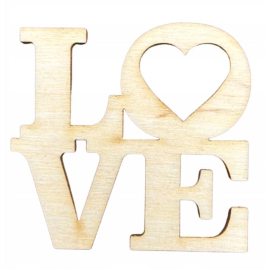 Drewniany napis LOVE z sercem sklejka scrapki Kolorowe Motki