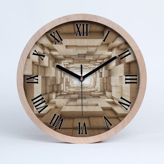 Drewniany okrągły zegar drewniany tunel fi 30 cm, Tulup Tulup
