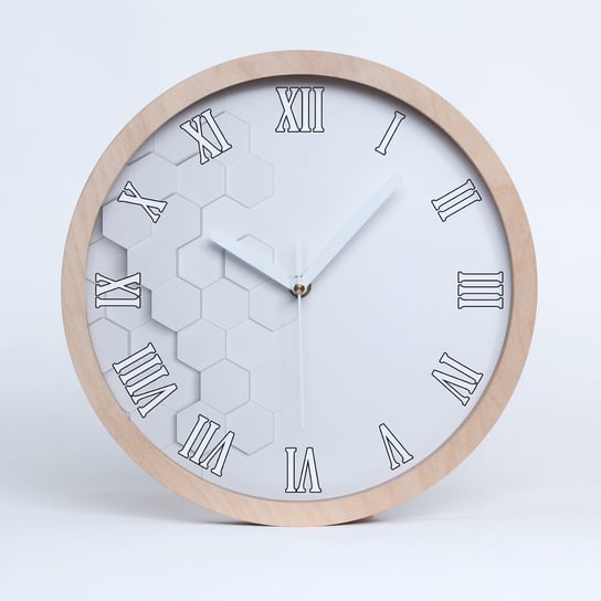 Drewniany okrągły zegar sześciokąty tło fi 30 cm, Tulup Tulup