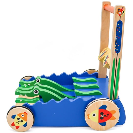Drewniany pchacz chodzik wesołe krokodyle wózek KinderSafe