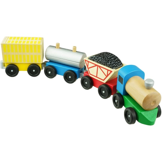 Drewniany pociąg lokomotywa z klockami sorter ciuchcia KinderSafe
