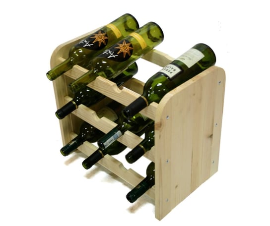Drewniany regał stojak na wino - RW31 na 12 butelek Naturalny Drewno sosnowe / Wamar-Sosenka Wamar-Sosenka