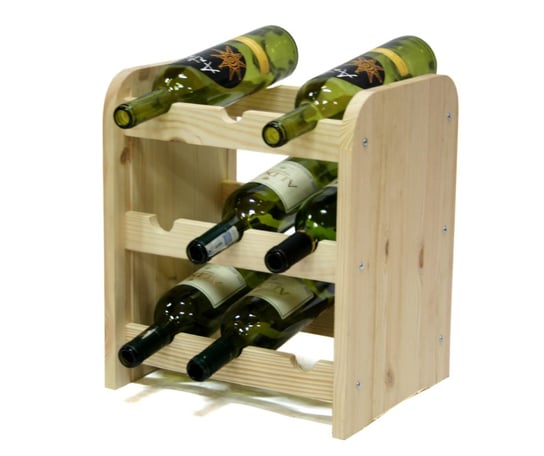 Drewniany regał stojak na wino - RW31 na 9 butelek Naturalny Drewno sosnowe / Wamar-Sosenka Wamar-Sosenka