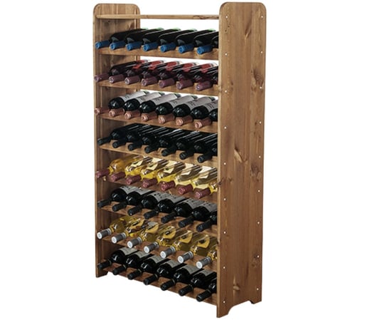 Drewniany regał stojak na wino z półką - RW31 na 56 butelek Brązowy Drewno sosnowe / Wamar-Sosenka Wamar-Sosenka