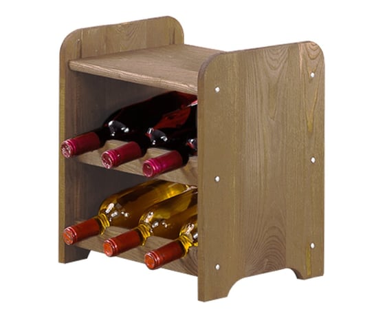 Drewniany regał stojak na wino z półką - RW31 na 6 butelek Brązowy Drewno sosnowe / Wamar-Sosenka Wamar-Sosenka