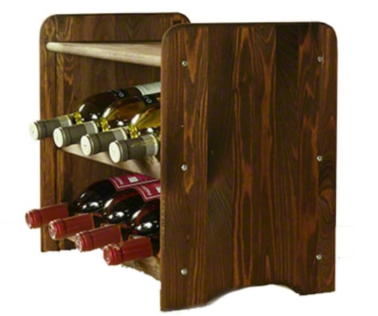 Drewniany regał stojak na wino z półką - RW31 na 8 butelek Brązowy Drewno sosnowe / Wamar-Sosenka Wamar-Sosenka