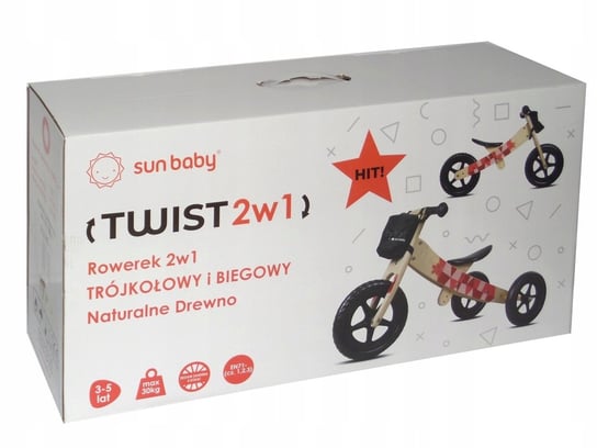Drewniany rowerek biegowy 2w1 Twist Sun Baby