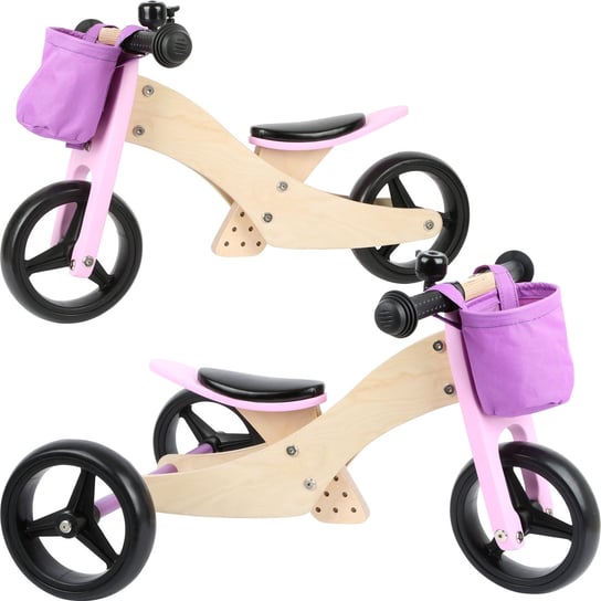 Drewniany rowerek biegowy trójkołowy 2w1 różowy Trike small foot