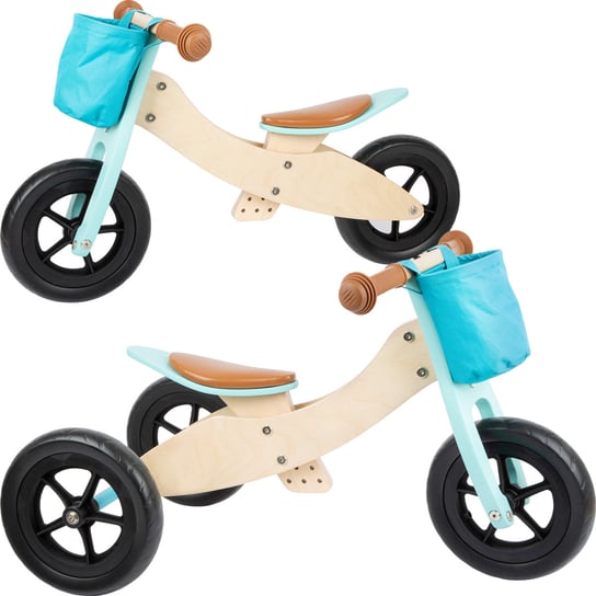 Drewniany rowerek biegowy trójkołowy 2w1 turkusowy Maxi small foot
