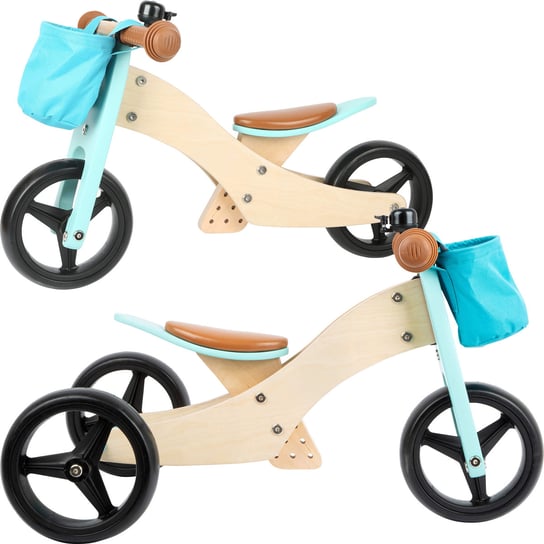 Drewniany rowerek biegowy trójkołowy 2w1 turkusowy Trike small foot