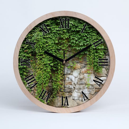 Drewniany rzymski zegar zielony bluszcz fi 30 cm, Tulup Tulup