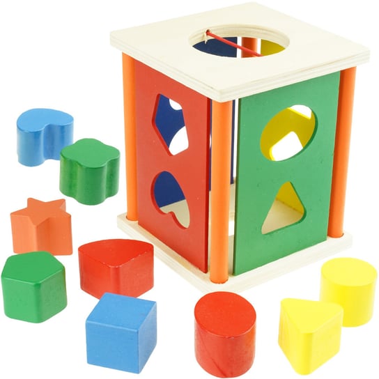 Drewniany Sorter kształtów Figury klocki kolorowe edukacyjny KinderSafe