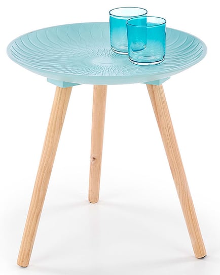 Drewniany stolik kawowy ELIOR Essa, niebieski, 40x40x42 cm Elior