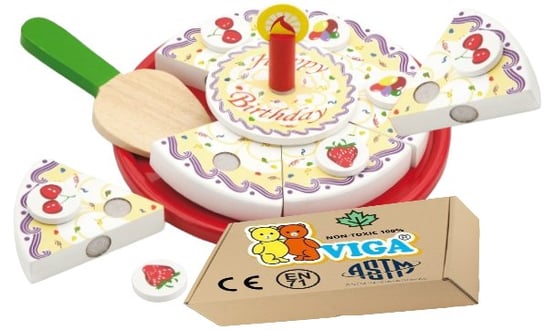 Drewniany TORT DO KROJENIA zabawka edukacyjna montessori Produkty Spożywcze 18m+ Viga PakaNiemowlaka