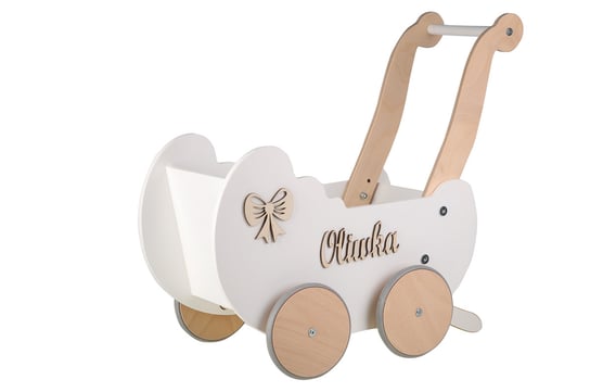 Drewniany wózek dla lalek jeździk pchacz Inna marka