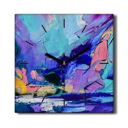 Drewniany zegar na płótnie Abstrakcja farbą 30x30, Coloray Coloray