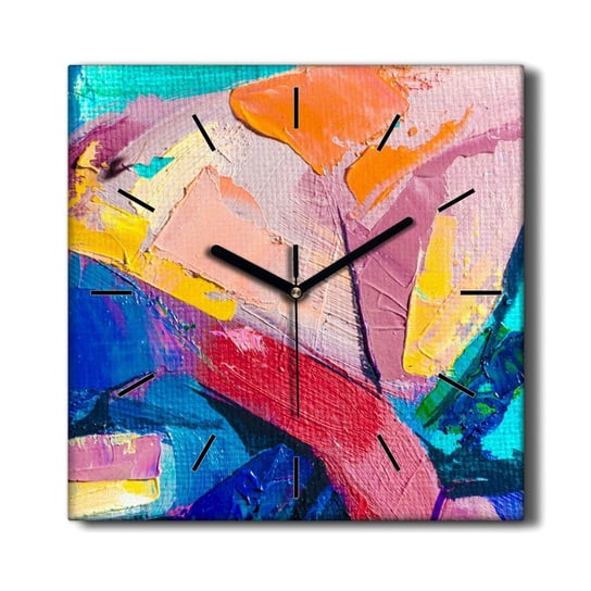 Drewniany zegar na płótnie Zaschnięta farba 30x30, Coloray Coloray