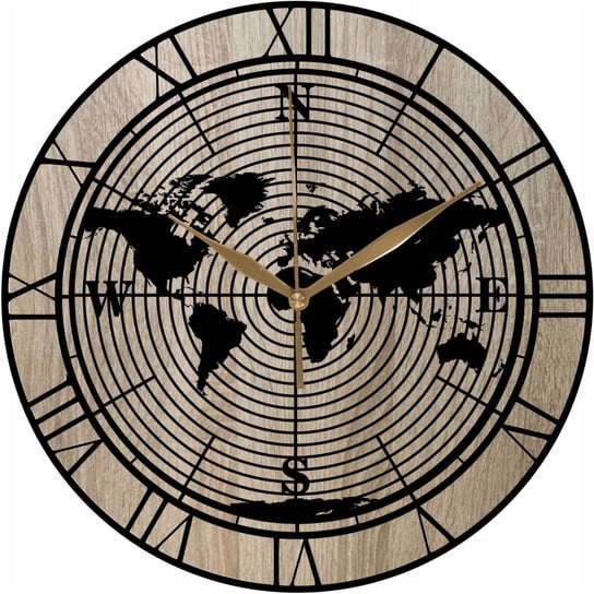 Drewniany Zegar Ścienny Mapa Świata Modny Design Idealny Prezent 35 cm Inna marka