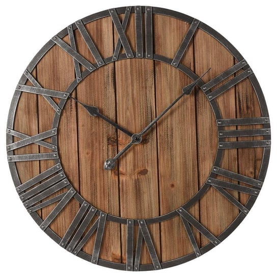 Drewniany zegar ścienny, rzymski, na ścianę, loft, retro, duży, 60 cm Vilde