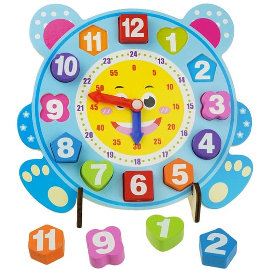 Drewniany zegar Sorter nauka cyfr kształty edukacyjny KinderSafe