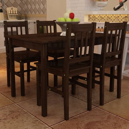 Drewniany zestaw jadalniany stół z 4 krzesłami, brązowy vidaXL