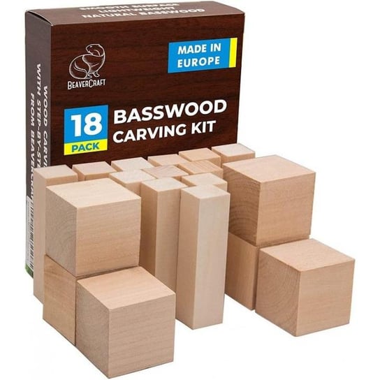 Drewno lipowe do rzeźbienia Beaver Craft 18 klocków / Beaver Craft Beaver Craft