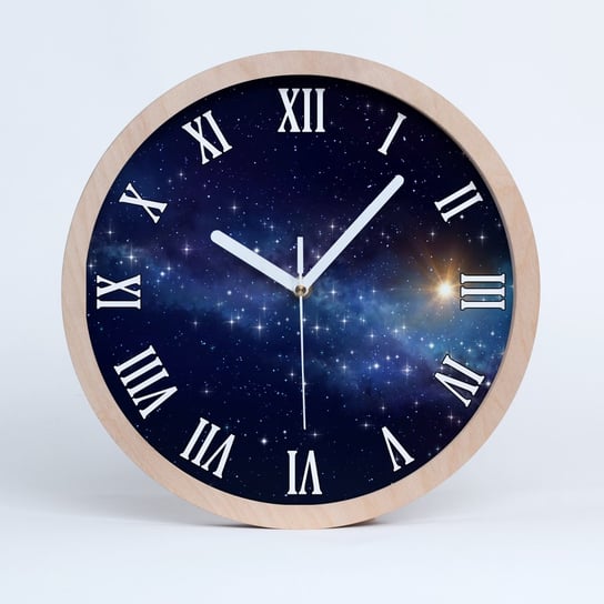 Drewno wiszący zegar do salonu galaktyka fi 30 cm, Tulup Tulup