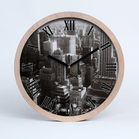 Drewno wiszący zegar do salonu nowy jork fi 30 cm, Tulup Tulup