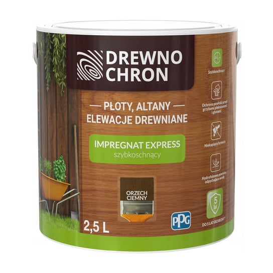 Drewnochron Impregnat Express do drewna ciemny orzech 2,5L DREWNOCHRON