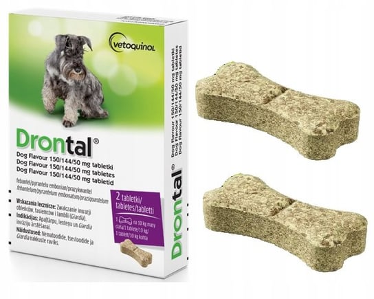 DRONTAL DOG FLAVOUR 2 TABLETKI NA PASOŻYTY ROBAKI NA ODROBACZENIE PSA -10KG ELANCO
