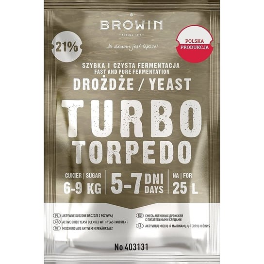 Drożdże gorzelnicze Turbo Torpedo 5-7 dni 21% 100 g Browin Inna marka