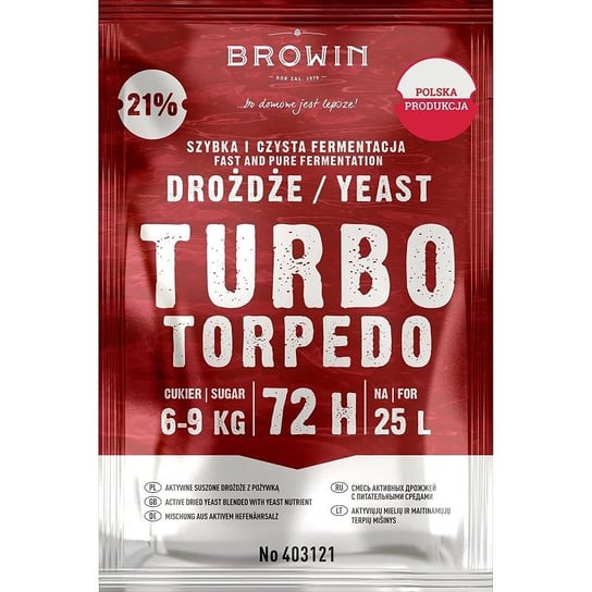 Drożdże gorzelnicze Turbo Torpedo 72 h 21% - 120 g Browin Inna marka