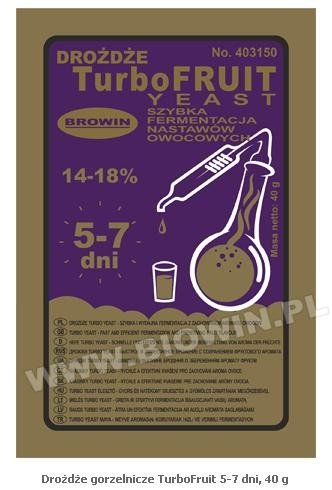 Drożdże gorzelnicze TurboFruit 5-7 dni 40 g BIOWIN Biowin