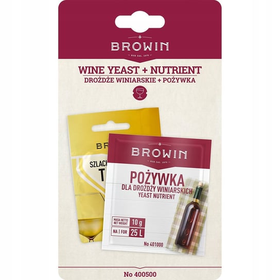 Drożdże Winiarskie 20 Ml + Pożywka 10 G Zestaw Browin