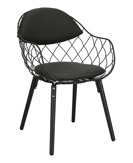 Druciane krzesło ELIOR Palmi, czarne, 53x59x80 cm Elior