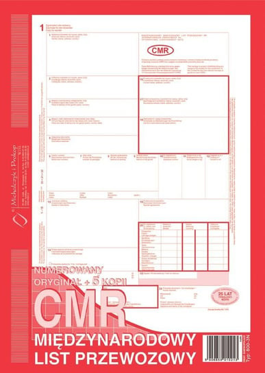 Druk, Cmr list przewozowy numerowany, A4, o+5k MICHALCZYK I PROKOP