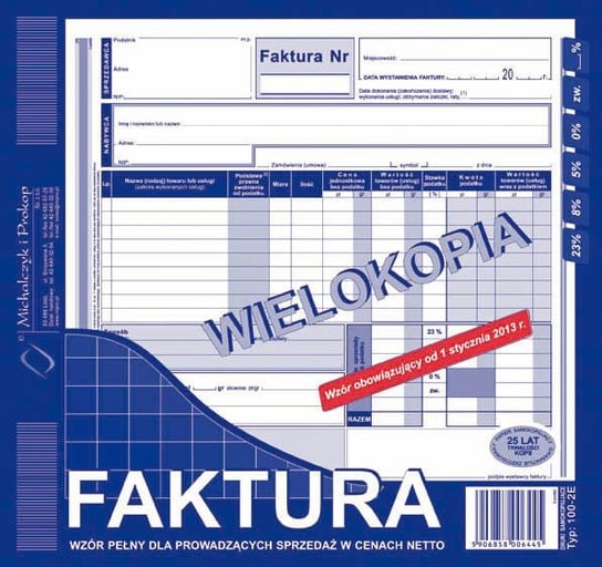 Druk, Faktura netto pełna, 2/3 A4, wielokopia MichalczykiProkop