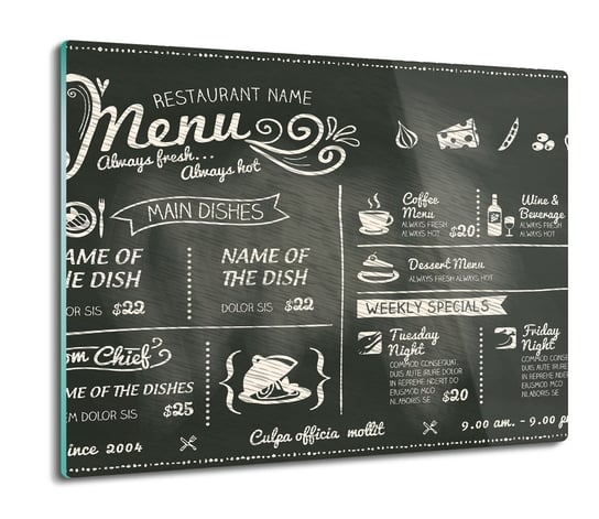 druk osłona płyty kuchennej Menu restauracja 60x52, ArtprintCave ArtPrintCave