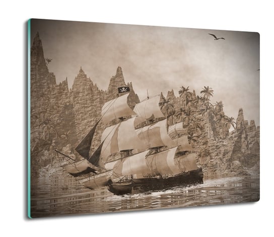 druk osłonka ze szkła Statek piraci wyspa 60x52, ArtprintCave ArtPrintCave