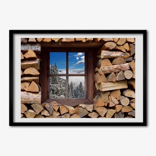 Drukowany obraz w ramie TULUP Zima za oknem 70x50 cm Tulup