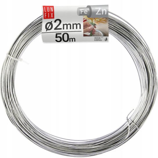 Drut florystyczny ozdobny srebrny gruby 2 mm mocny ocynkowany 50mb Lun Fix