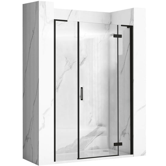 Drzwi Prysznicowe Hugo Black 100 + Ścianka 30 Rea