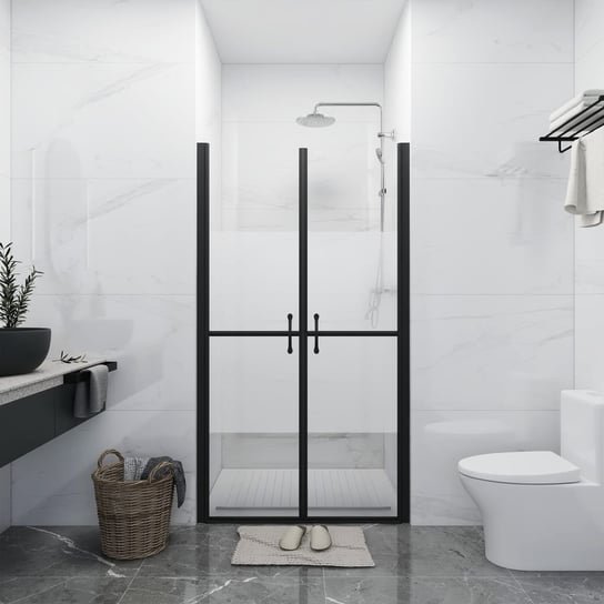 Drzwi prysznicowe, szkło częściowo mrożone, ESG, (73-76)x190 cm vidaXL