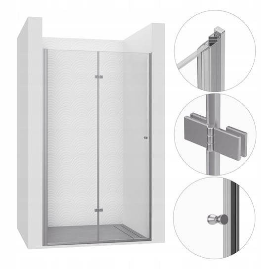 DRZWI PRYSZNICOWE WNĘKOWE SKŁADANE 90CM CHROM KABINA WALK-IN SZYBA ŚCIANKA SEVANTE