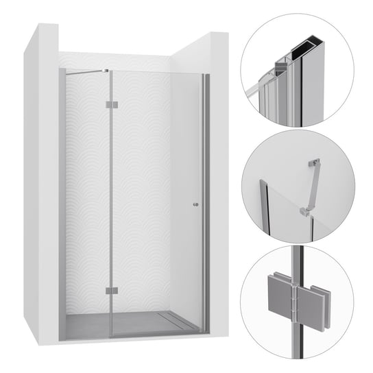 DRZWI PRYSZNICOWE WNĘKOWE UCHYLNE 70CM CHROM WALK-IN ŚCIANKA KABINA SEVANTE
