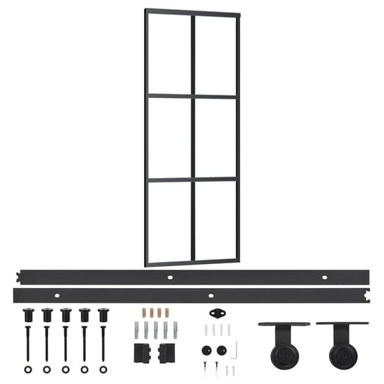 Drzwi przesuwne szklane ESG 76x205 cm, czarne Zakito Europe