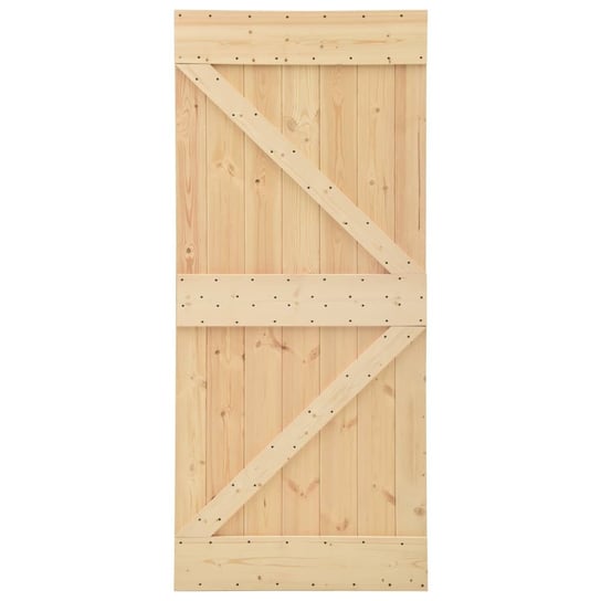 Drzwi przesuwne z osprzętem, lite drewno sosnowe, 100x210 cm Shumee